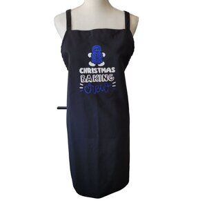 Bib Apron Christmas Baking Crew Glitter Gingerbread Cookie Dark Blue